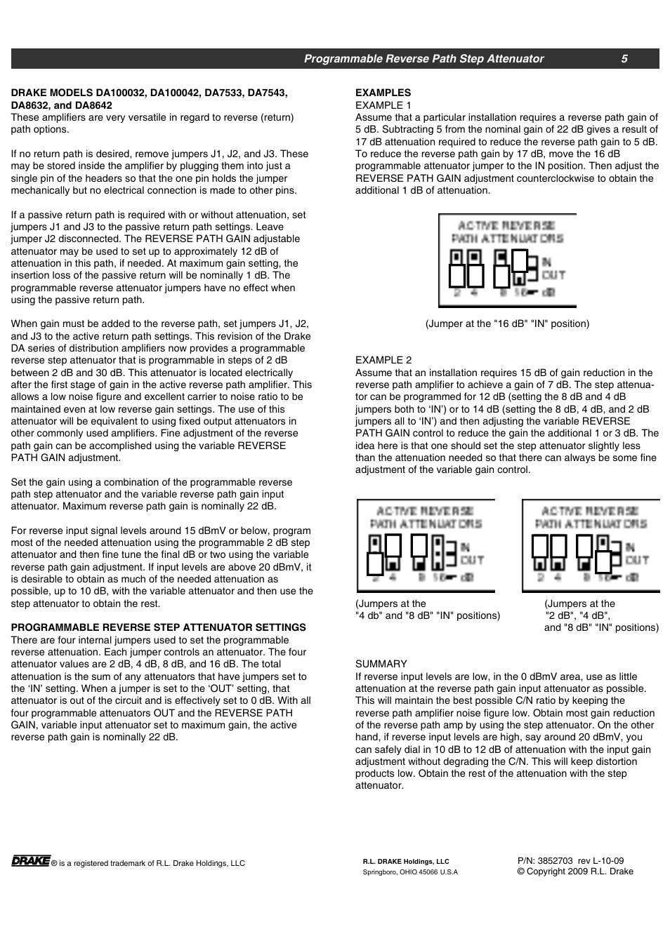 Drake DA Series Distribution Amplifiers User Manual | Page 5 / 5