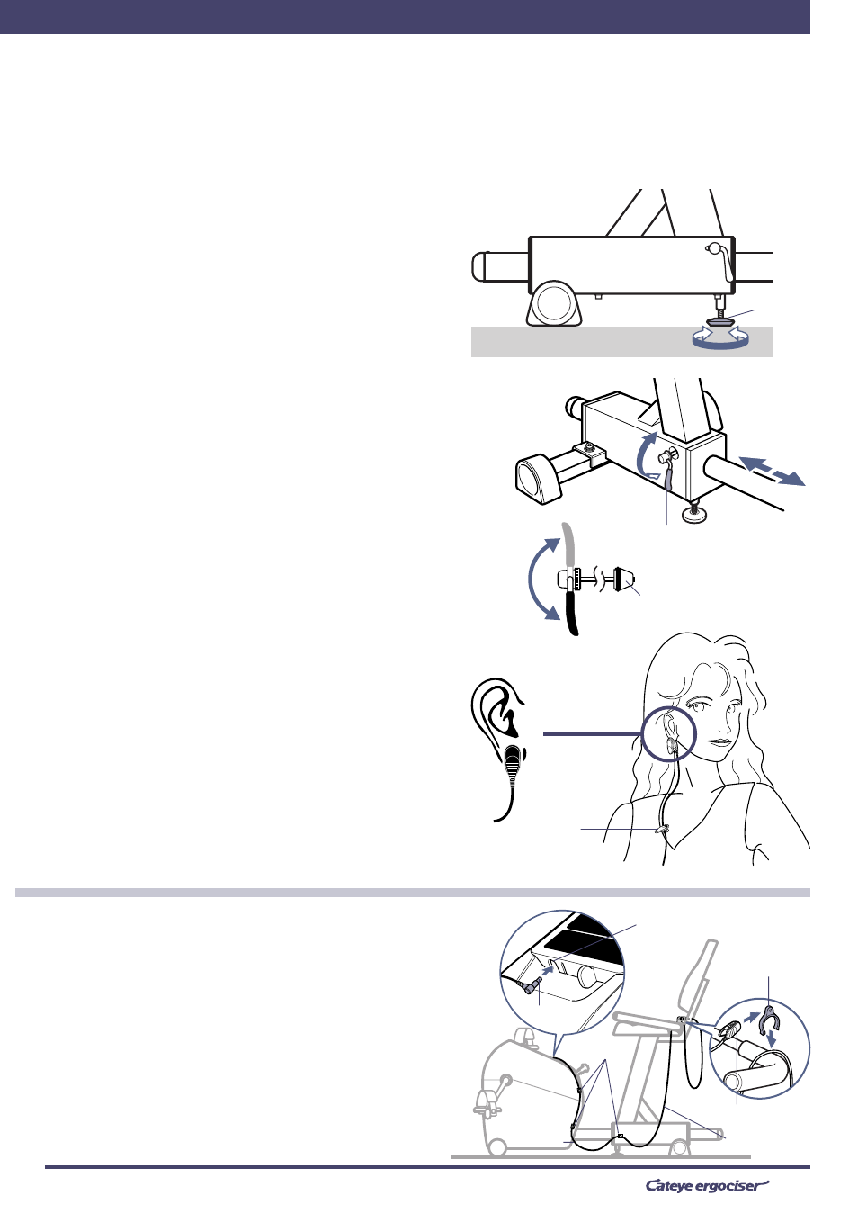 Preparing for your exercise, Adjusting the level, Adjusting seat position | Attaching the earlobe sensor, Attaching the pulse (earlobe) sensor | CatEye EC-8OOOU User Manual | Page 5 / 12