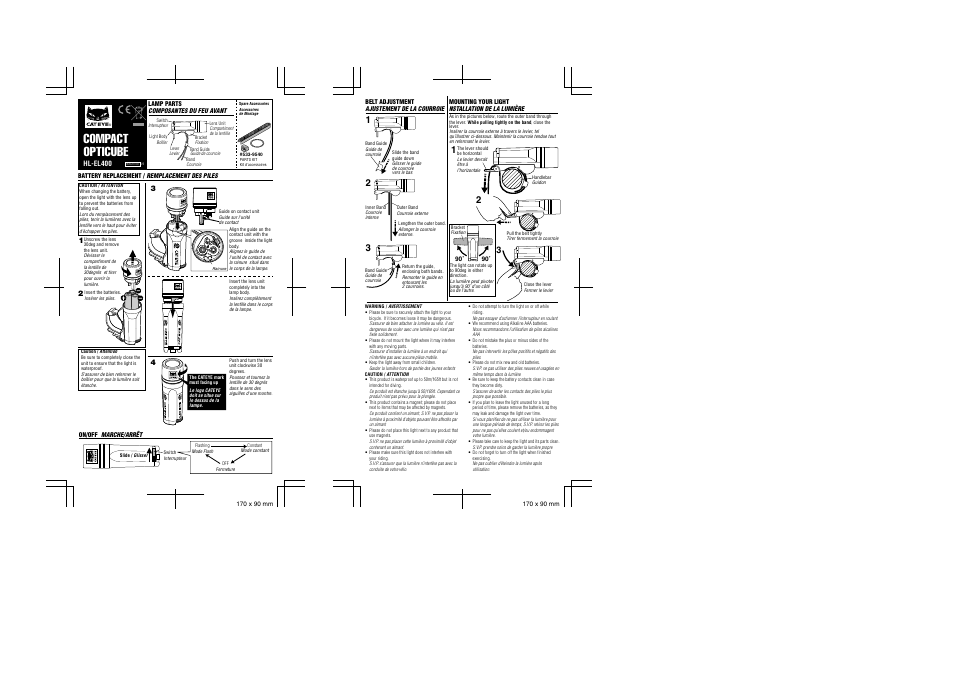 Compact opticube | CatEye HL-EL400 User Manual | Page 2 / 2