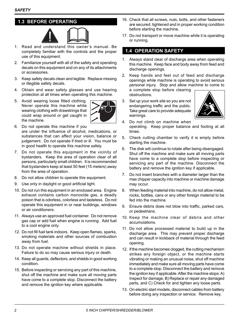 3 before operating, 4 operation safety, 3 before operating 1.4 operation safety | Echo Bear Cat SC5720B User Manual | Page 6 / 30