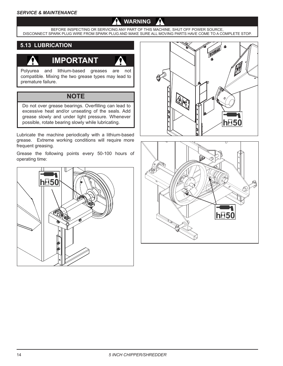 13 lubrication, Important | Echo Bear Cat SC5540B User Manual | Page 18 / 24