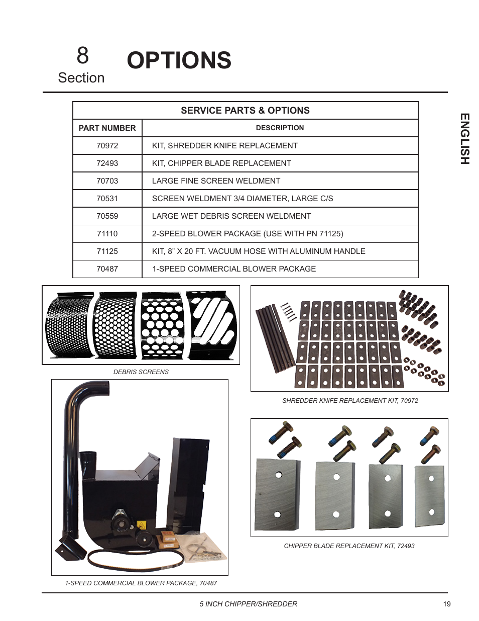 Options, Options 8, English | Echo Bear Cat SC5540B User Manual | Page 23 / 24