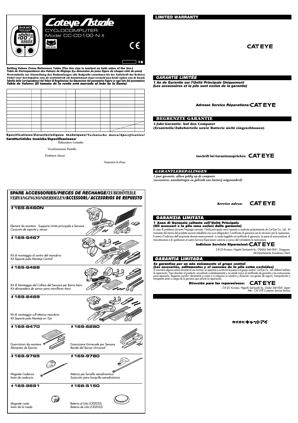 CatEye CC-CD100 N II User Manual | 2 pages