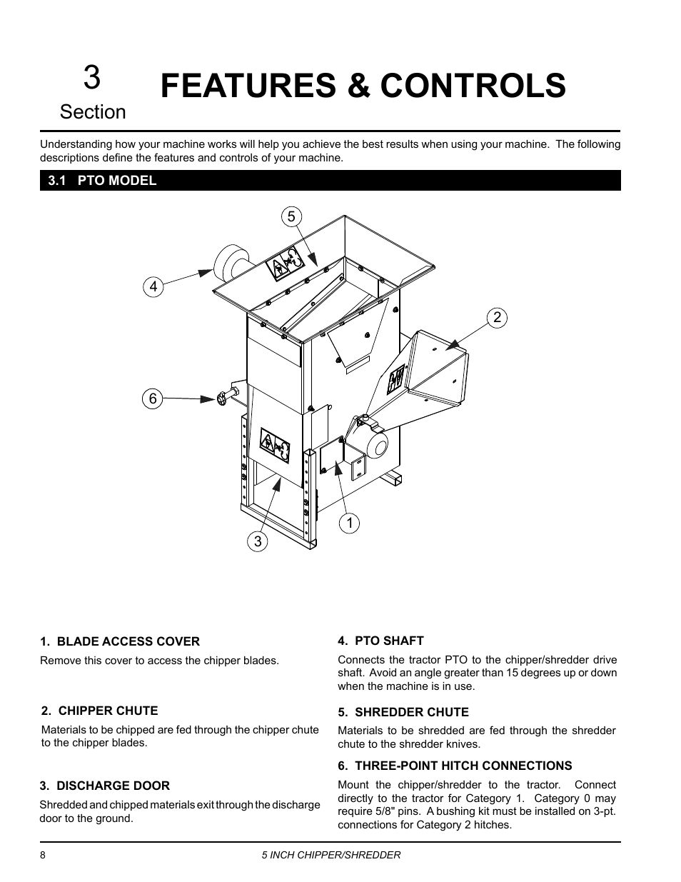 Features & controls, 1 pto model, 3features & controls | Echo Bear Cat SC5614 User Manual | Page 12 / 27