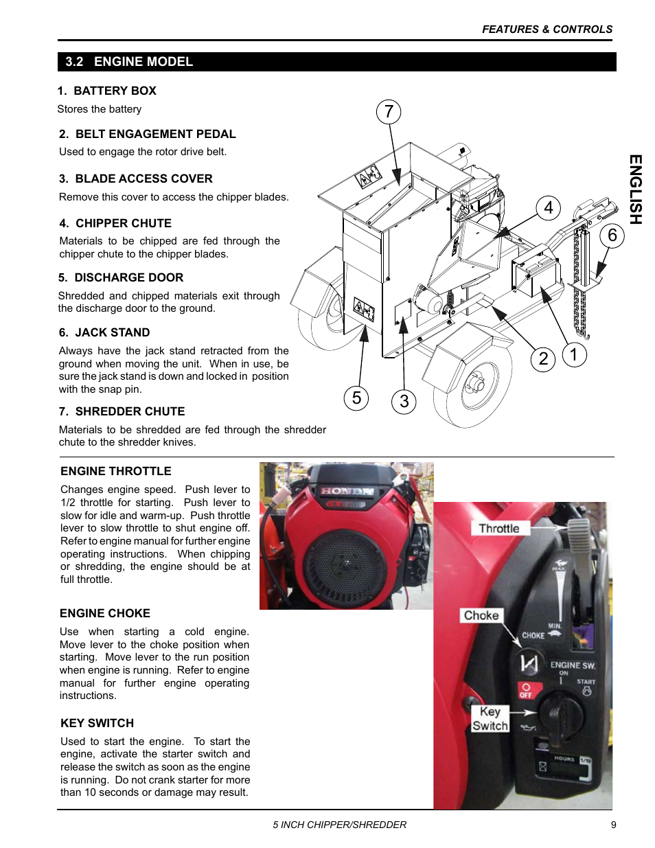 2 engine model, Engli sh | Echo Bear Cat SC5614 User Manual | Page 13 / 27
