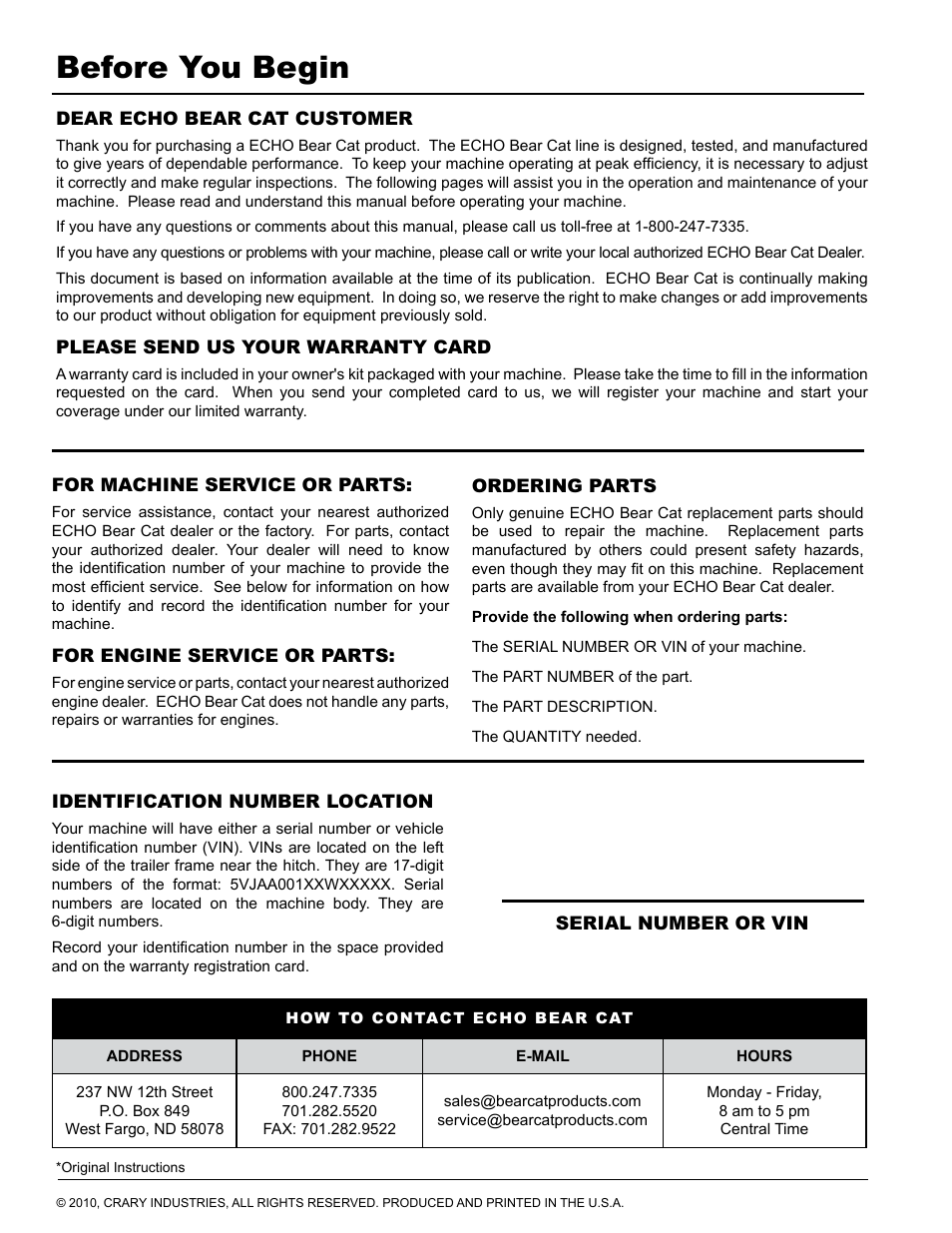 Before you begin | Echo Bear Cat SC5614 User Manual | Page 2 / 27