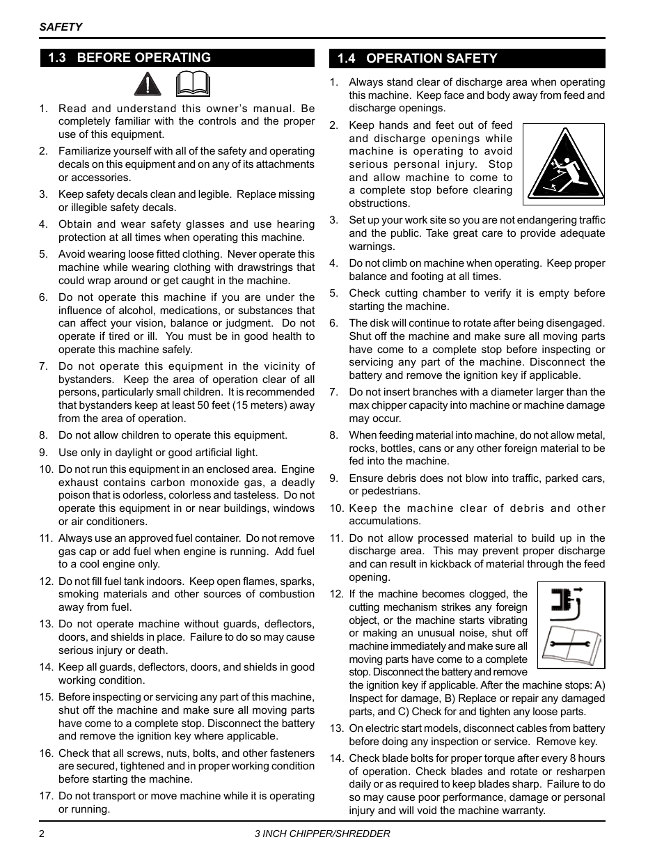 3 before operating, 4 operation safety, 3 before operating 1.4 operation safety | Echo Bear Cat SC3305 User Manual | Page 6 / 48