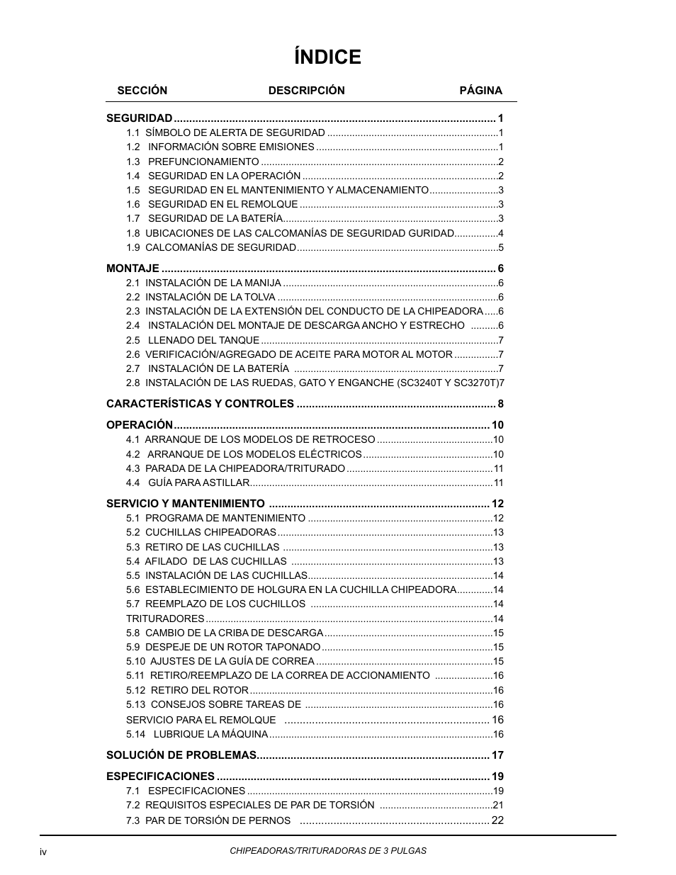 Índice | Echo Bear Cat SC3270T User Manual | Page 4 / 47