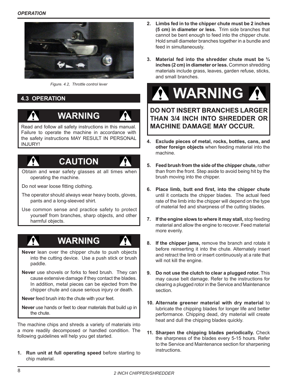 3 operation, Warning caution, Warning | Echo Bear Cat SC2170 User Manual | Page 12 / 21