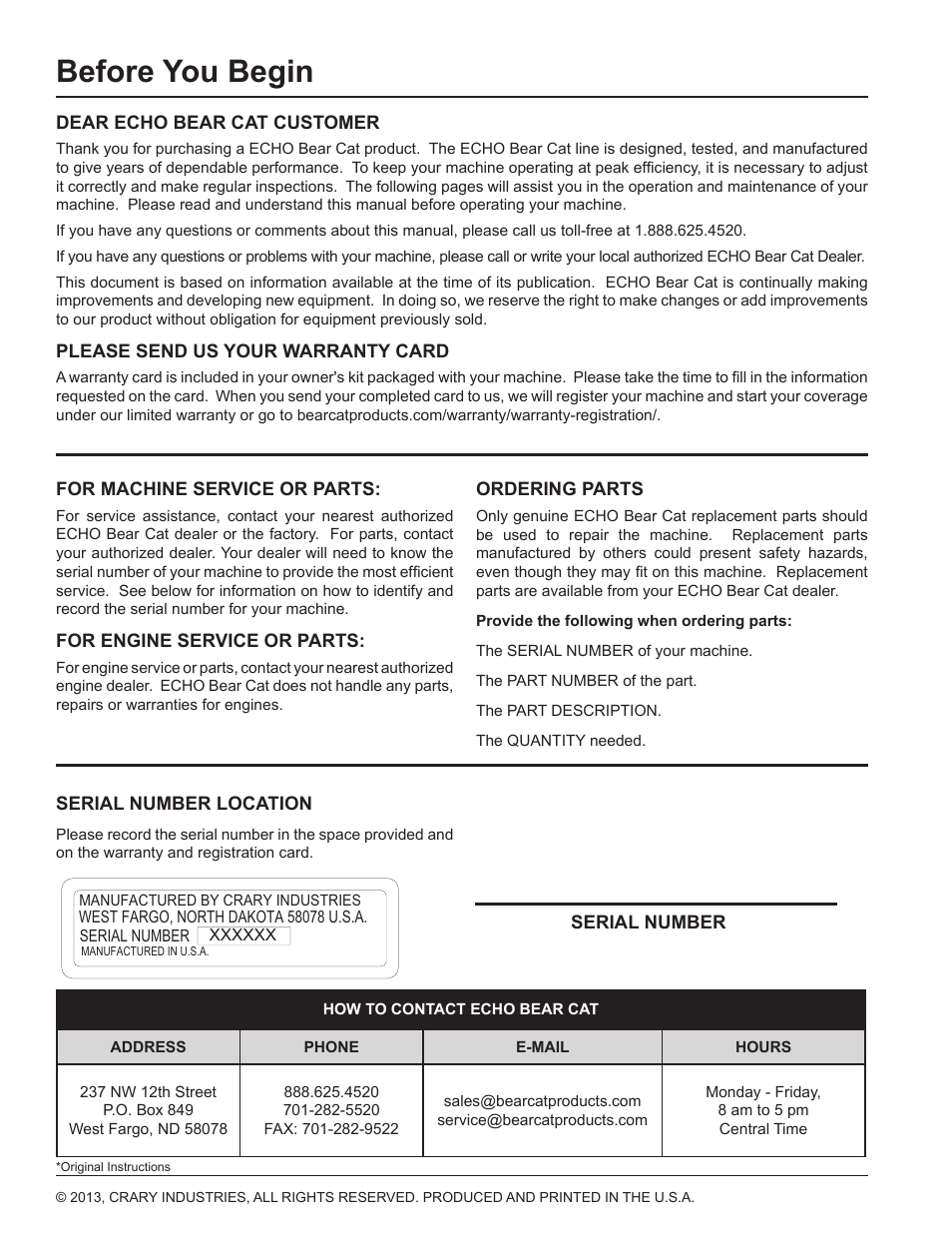 Before you begin | Echo Bear Cat SC2170 User Manual | Page 2 / 21