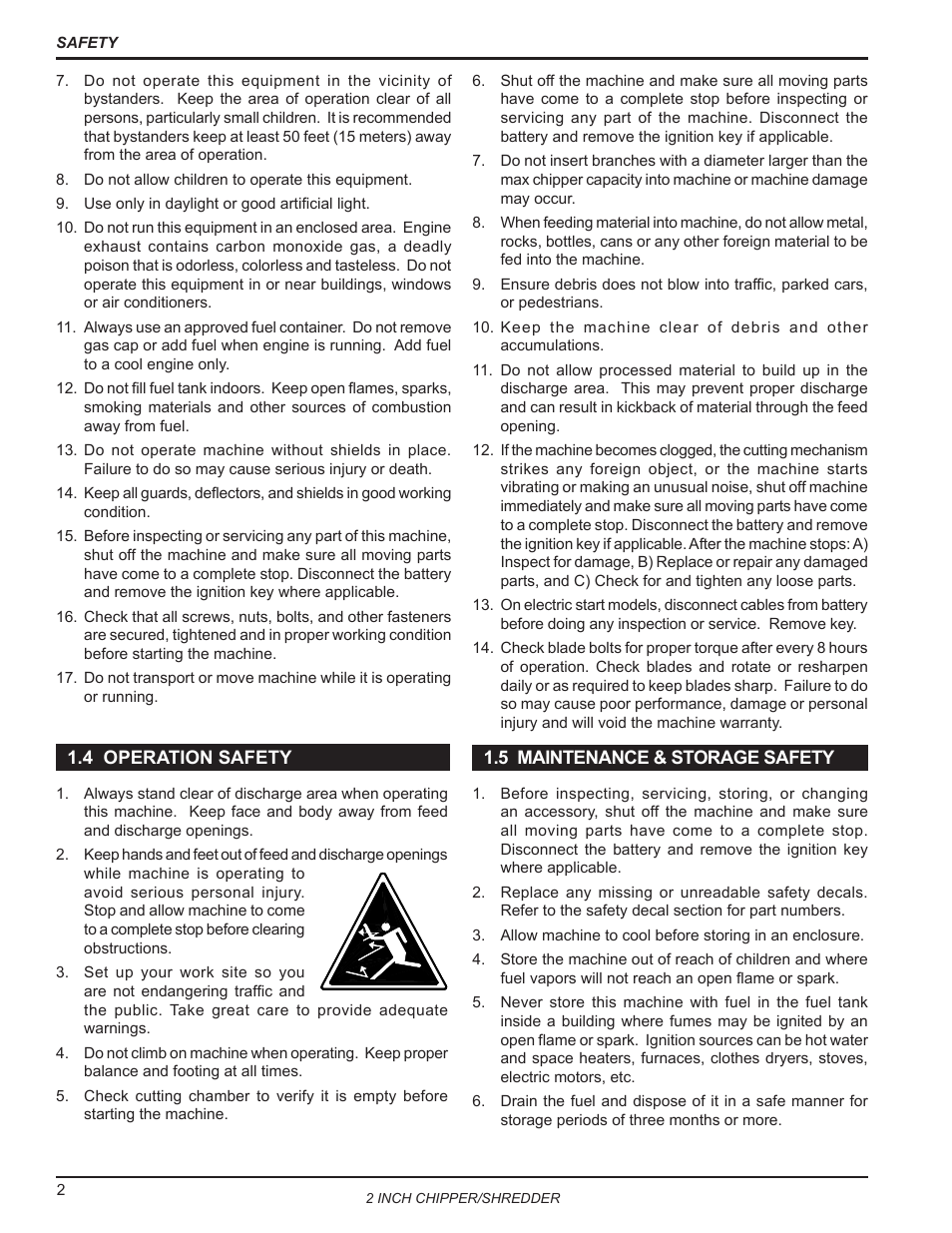 4 operation safety, 5 maintenance & storage safety | Echo Bear Cat SC2170 User Manual | Page 6 / 21