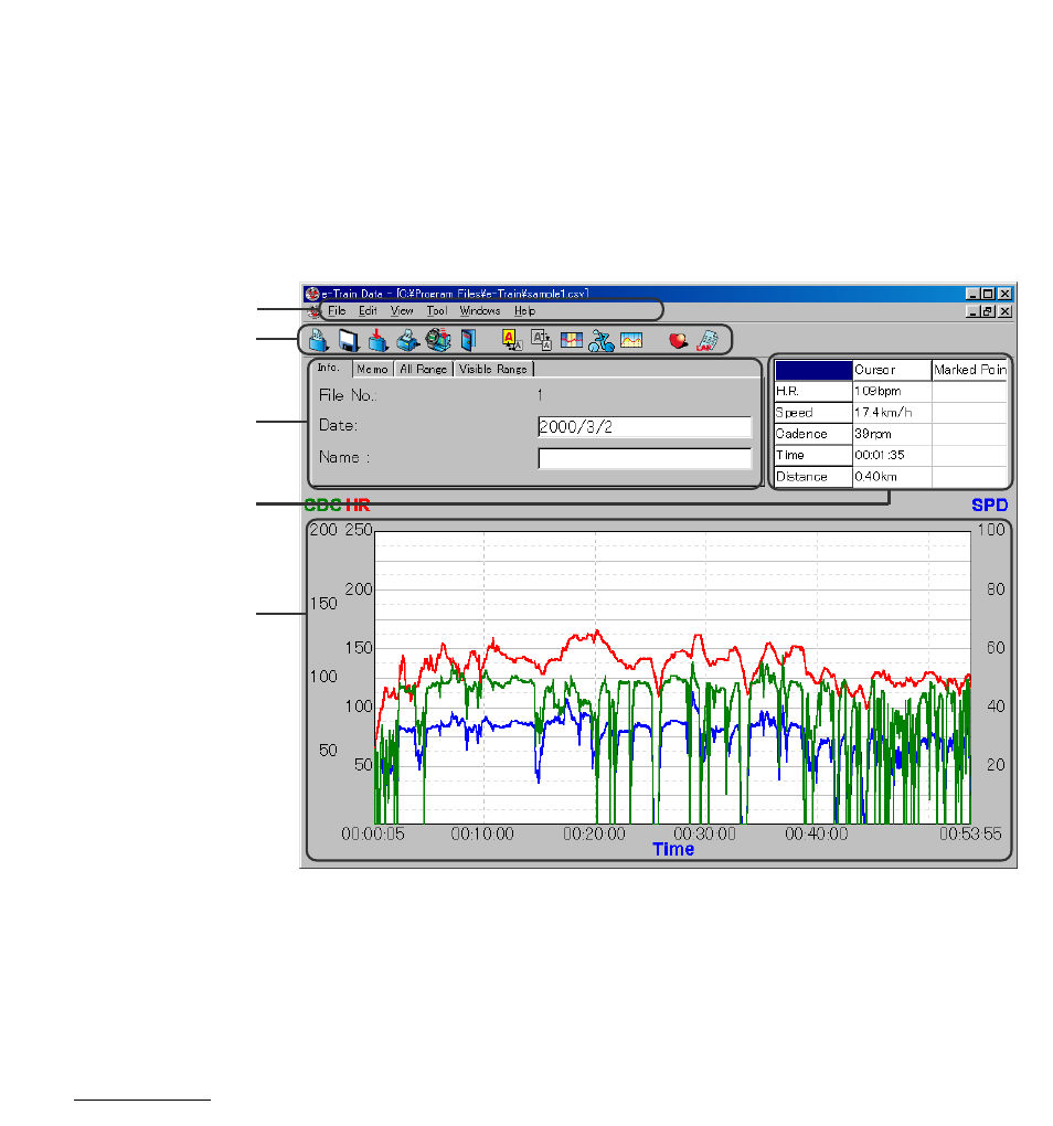 Exploring the screen, Starting e-train data | CatEye MSC Download Kit User Manual | Page 10 / 37