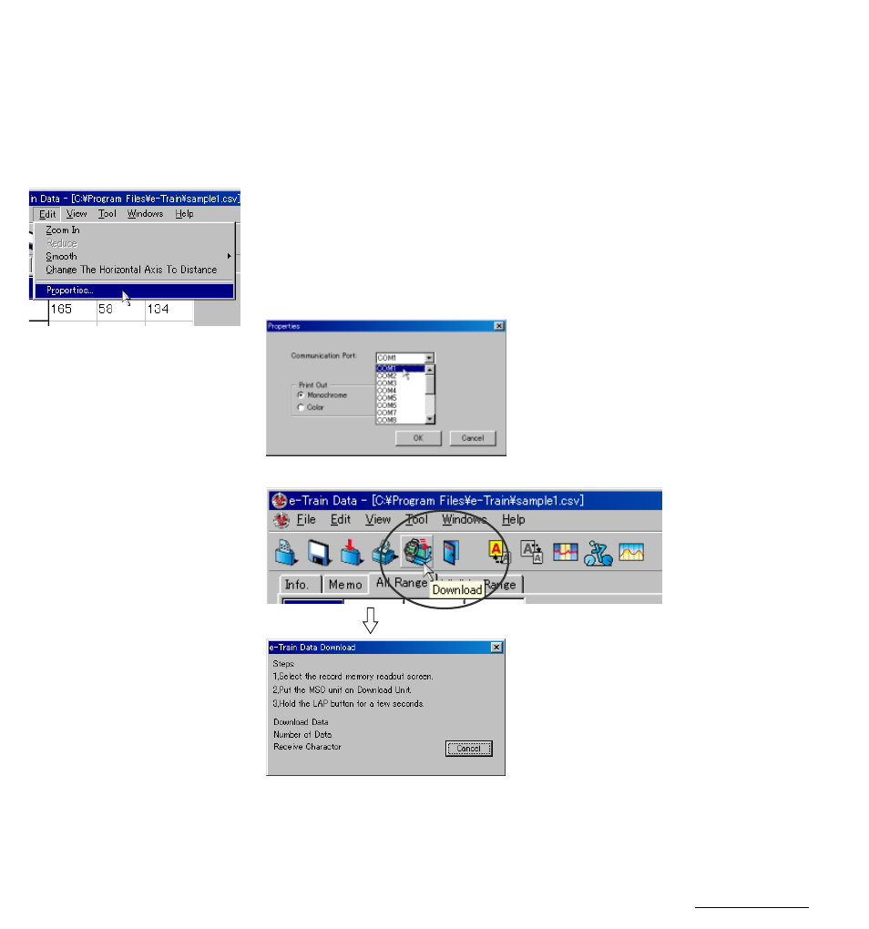 Downloading data, Superimposing lap data, 31 downloading data | CatEye MSC Download Kit User Manual | Page 31 / 37