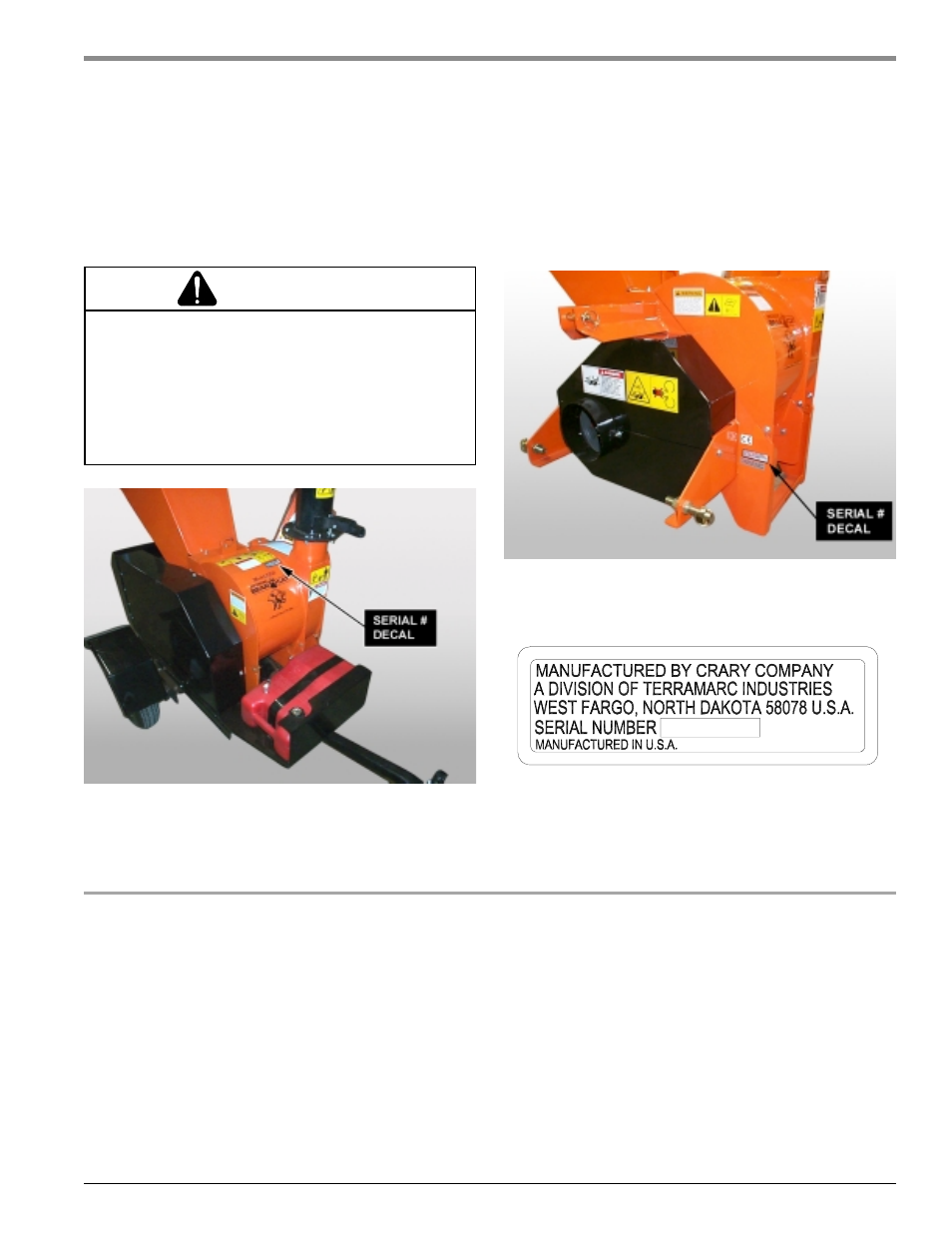 Warning, Serial number location, Replacement parts | Echo Bear Cat 73554 User Manual | Page 4 / 41