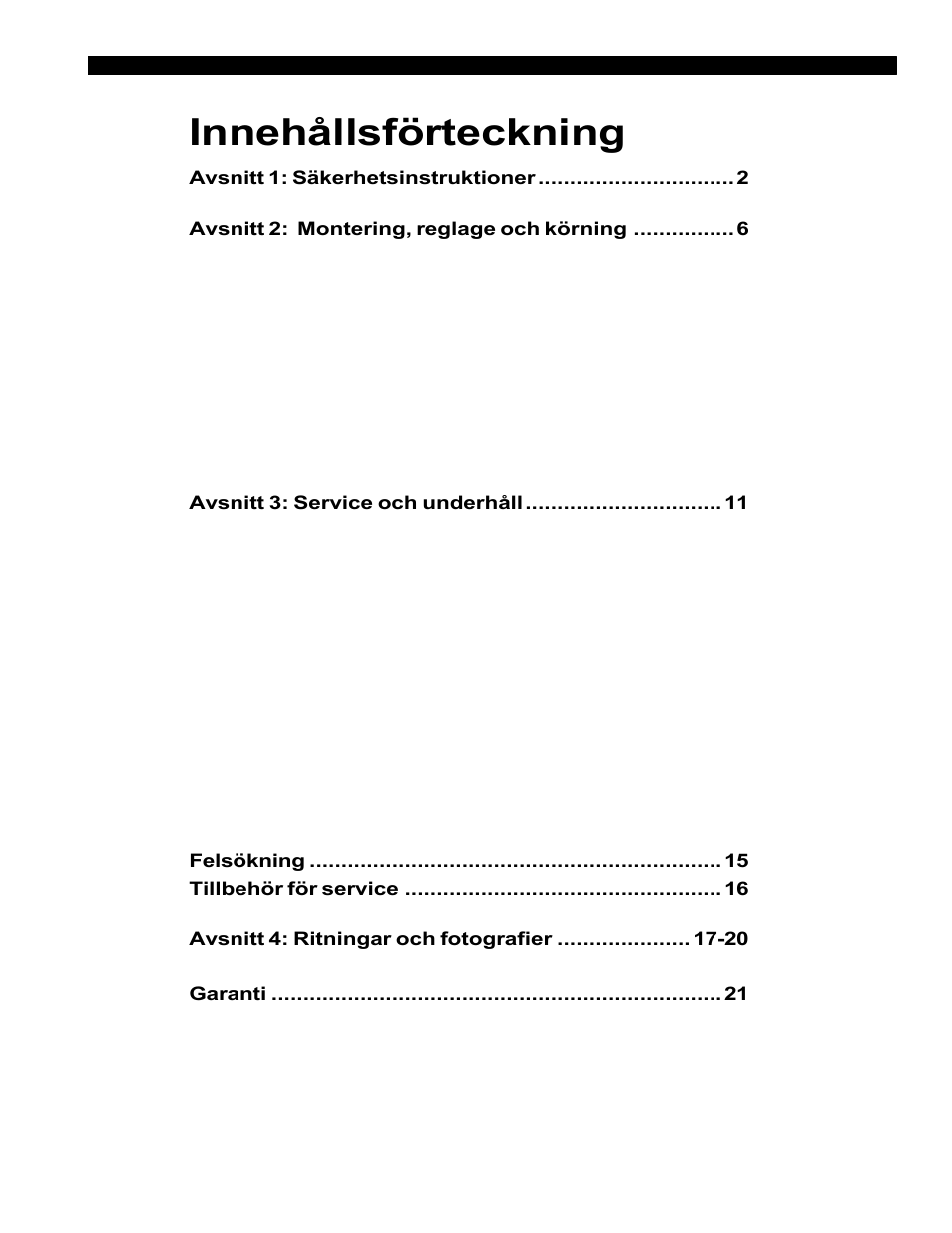 Innehållsförteckning | Echo Bear Cat 70554S User Manual | Page 104 / 125