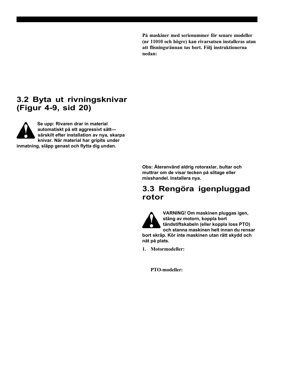 3 rengöra igenpluggad rotor | Echo Bear Cat 70554S User Manual | Page 115 / 125