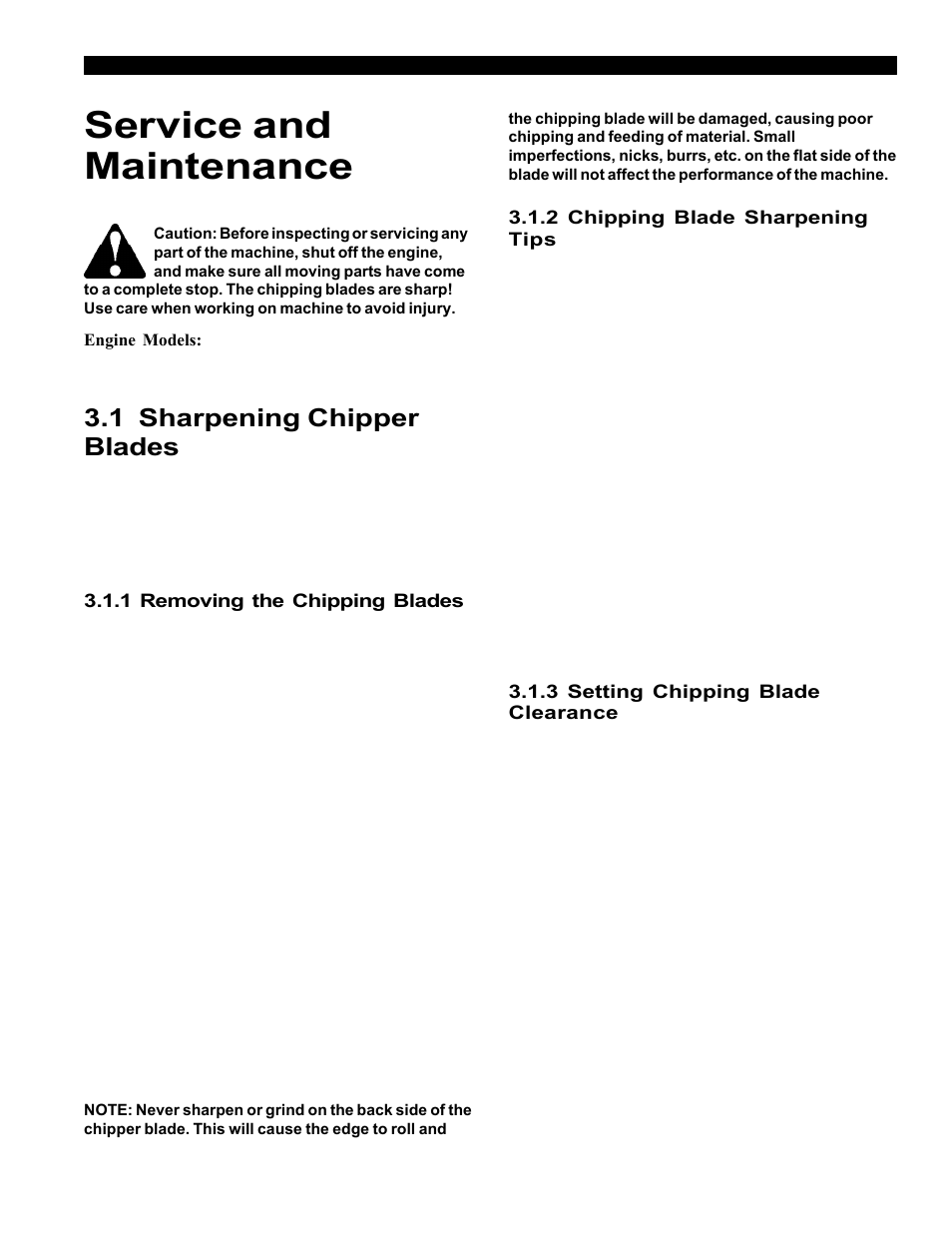 Service and maintenance, 1 sharpening chipper blades | Echo Bear Cat 70554S User Manual | Page 14 / 125