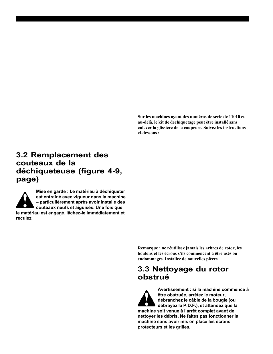 3 nettoyage du rotor obstrué | Echo Bear Cat 70554S User Manual | Page 35 / 125