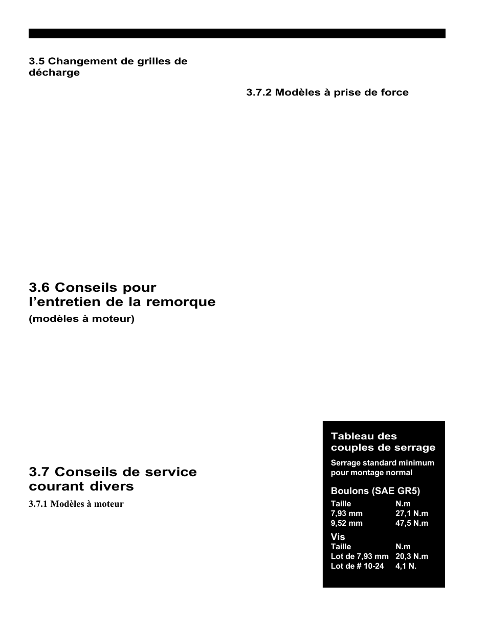 6 conseils pour l’entretien de la remorque, 7 conseils de service courant divers | Echo Bear Cat 70554S User Manual | Page 37 / 125