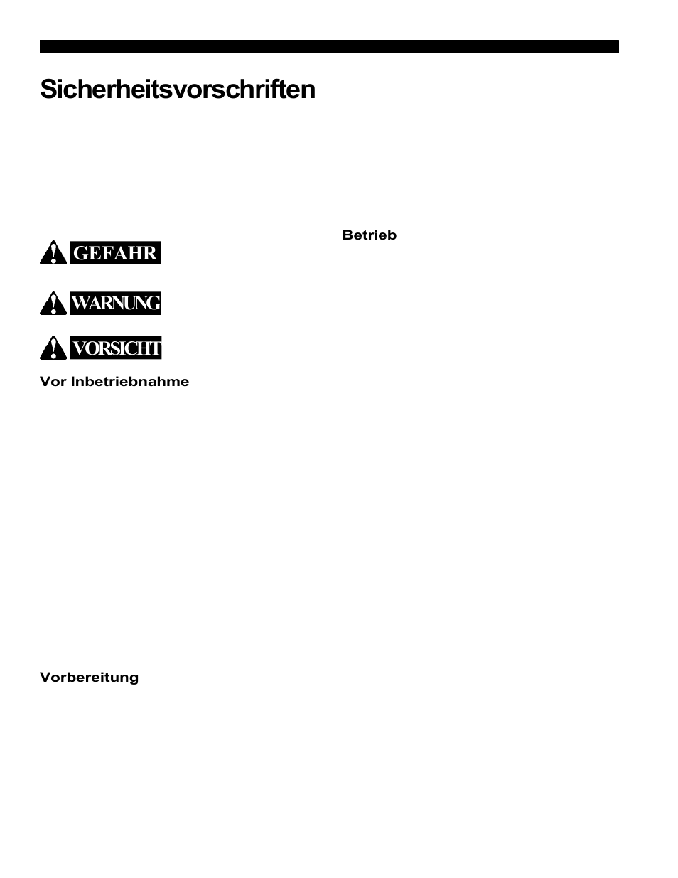 Sicherheitsvorschriften, Vorsicht, Gefahr warnung | Echo Bear Cat 70554S User Manual | Page 45 / 125