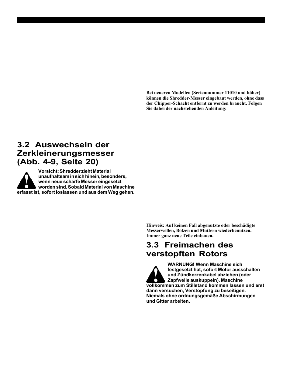 3 freimachen des verstopften rotors | Echo Bear Cat 70554S User Manual | Page 55 / 125