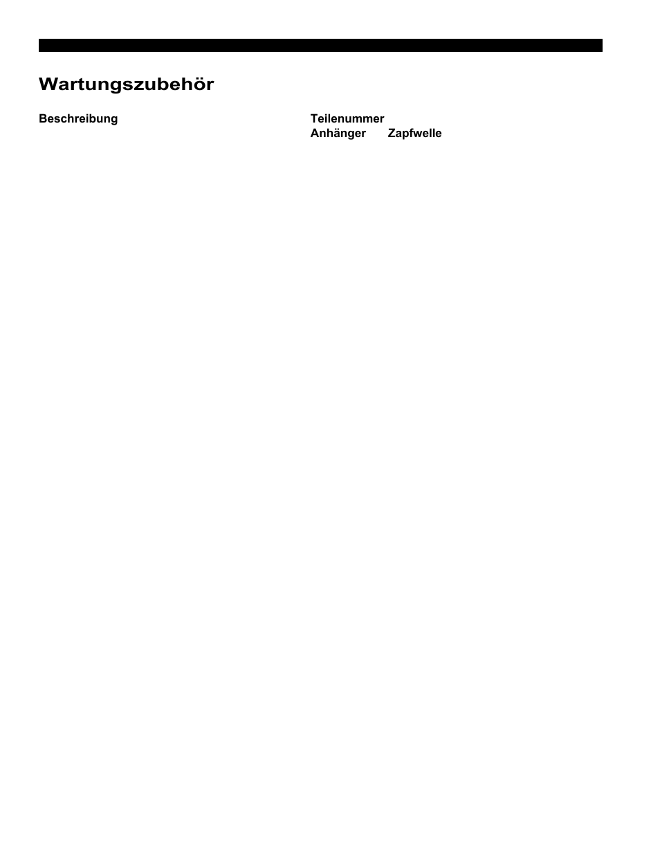 Wartungszubehör, Beschreibung teilenummer anhänger zapfwelle | Echo Bear Cat 70554S User Manual | Page 59 / 125