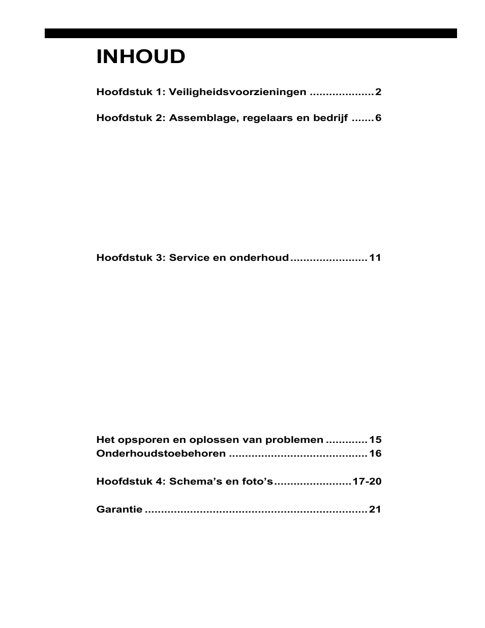 Inhoud | Echo Bear Cat 70554S User Manual | Page 64 / 125