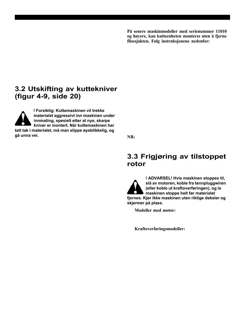 3 frigjøring av tilstoppet rotor | Echo Bear Cat 70554S User Manual | Page 95 / 125