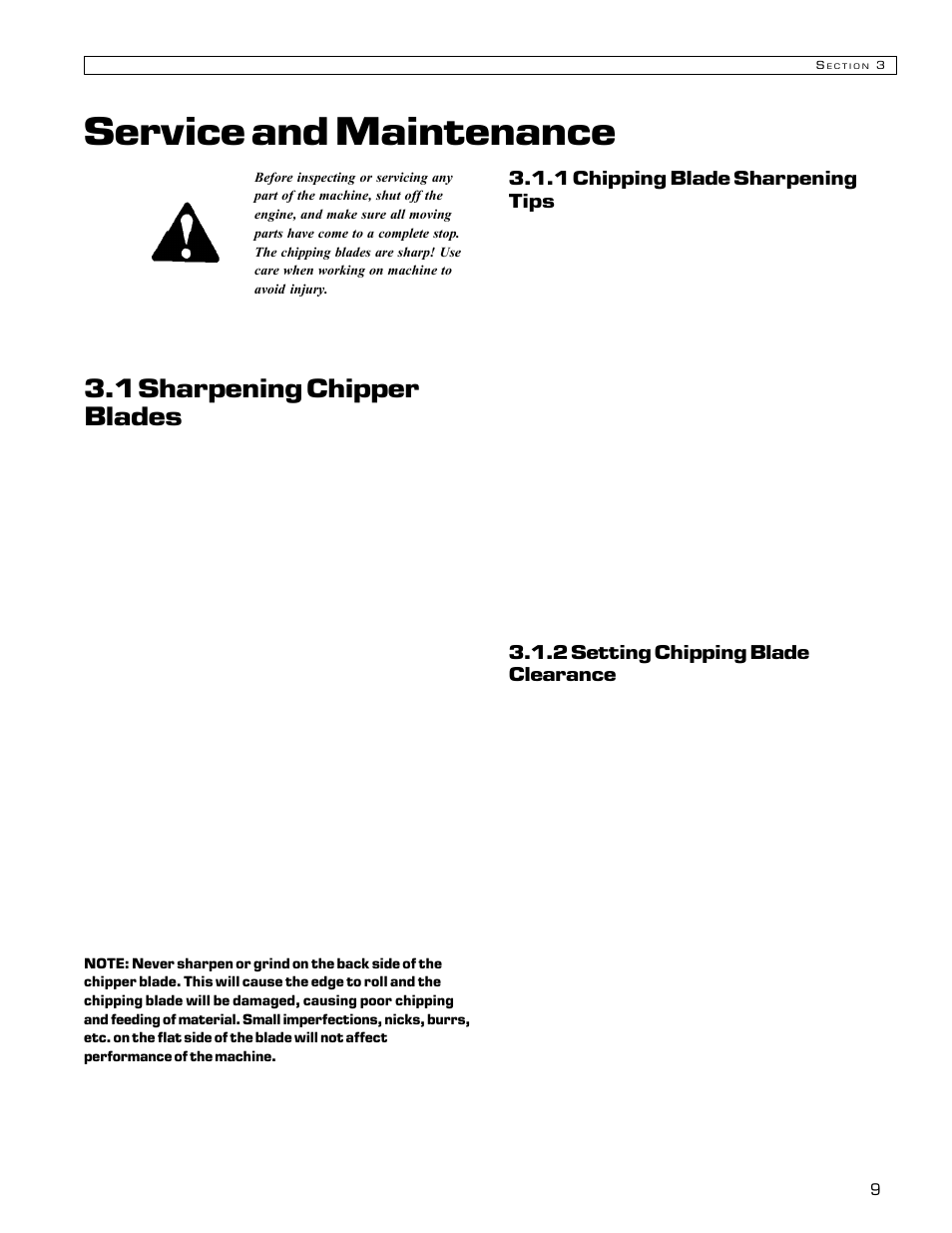 Service and maintenance, 1 sharpening chipper blades | Echo Bear Cat 70580S User Manual | Page 12 / 103