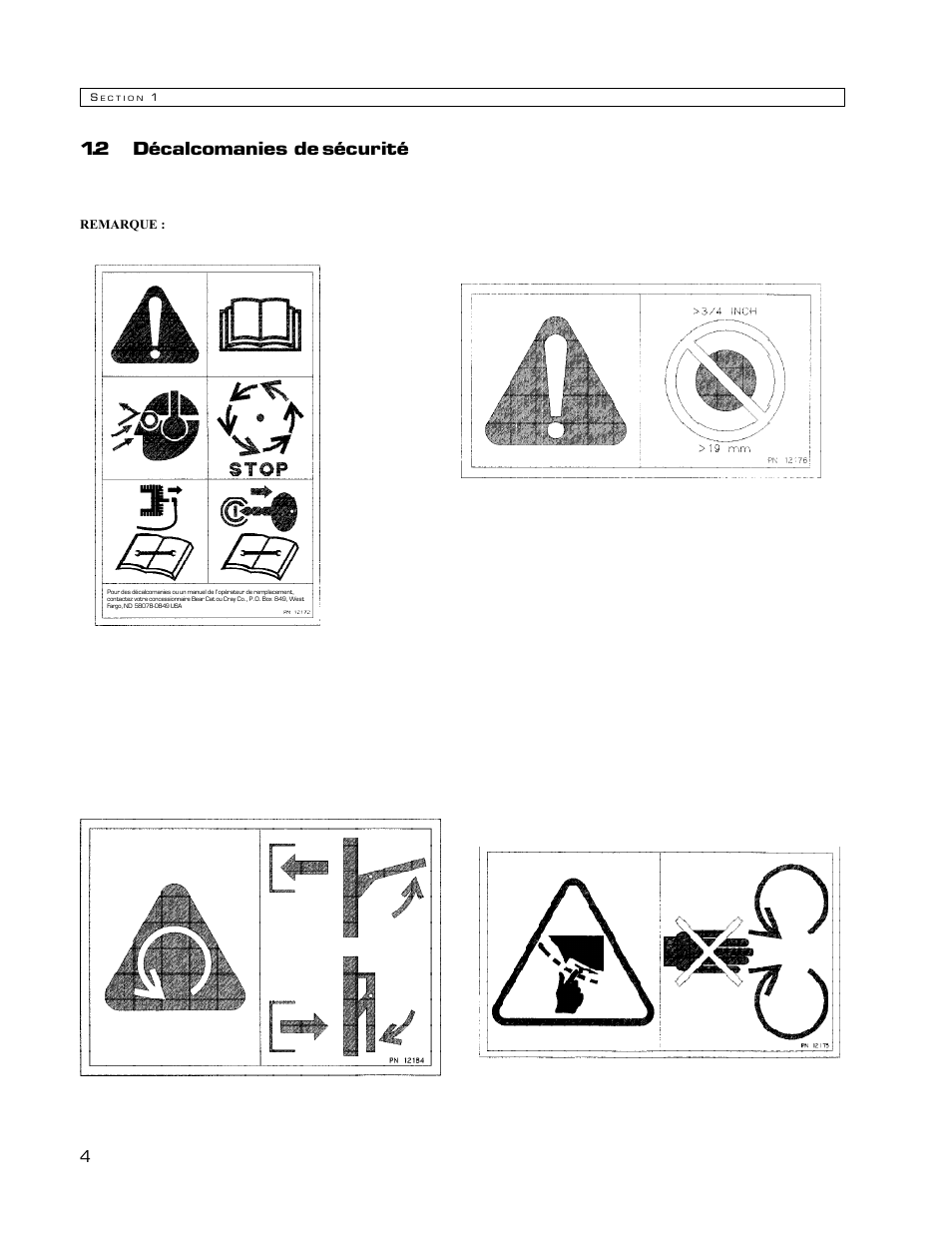 2 décalcomanies de sécurité | Echo Bear Cat 70580S User Manual | Page 23 / 103