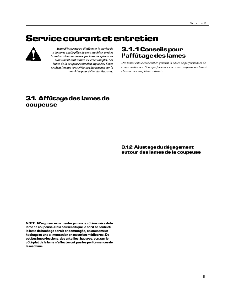 Service courant et entretien, Affûtage des lames de coupeuse, 1 conseils pour l’affûtage des lames | Echo Bear Cat 70580S User Manual | Page 28 / 103