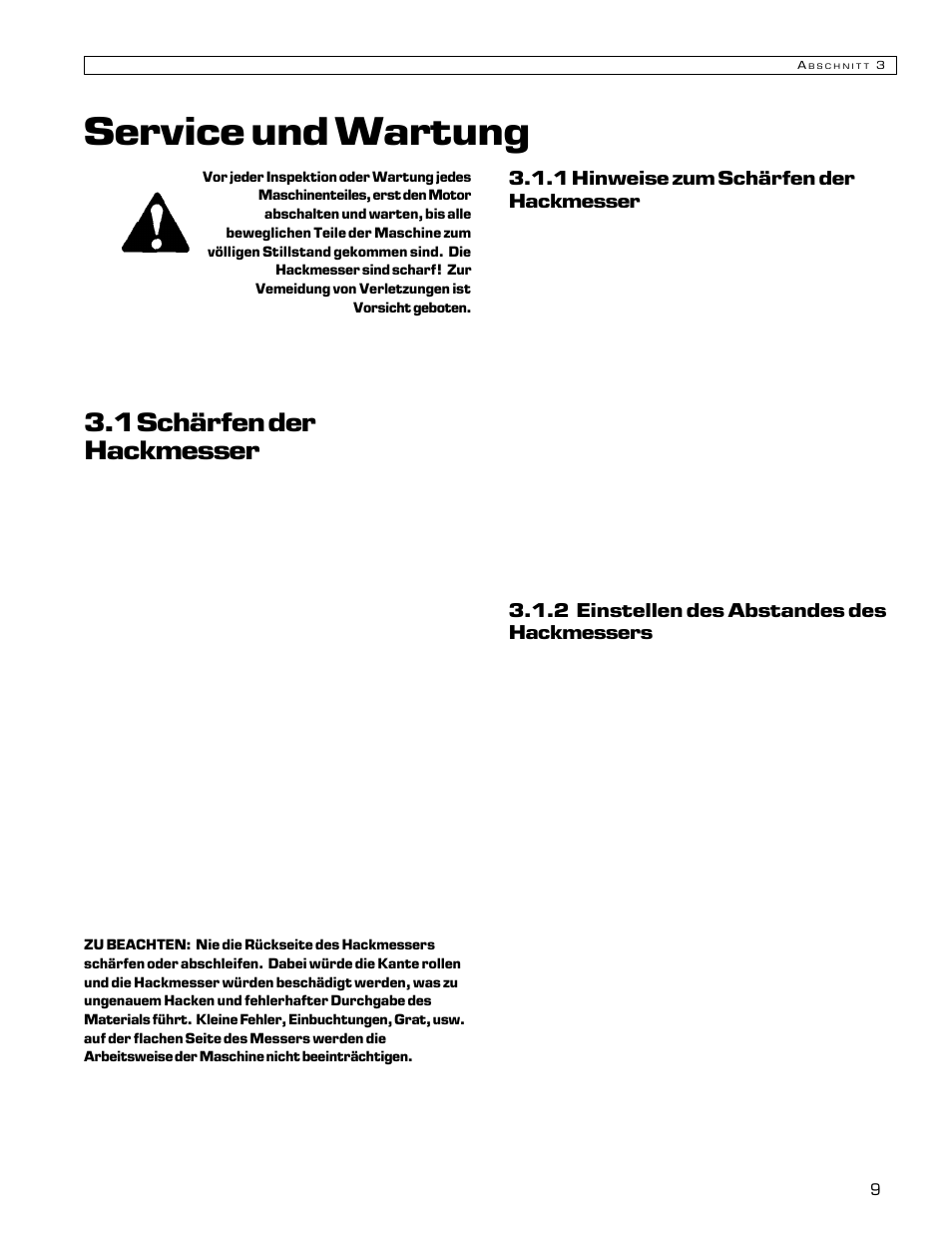 Service und wartung, 1 schärfen der hackmesser | Echo Bear Cat 70580S User Manual | Page 44 / 103