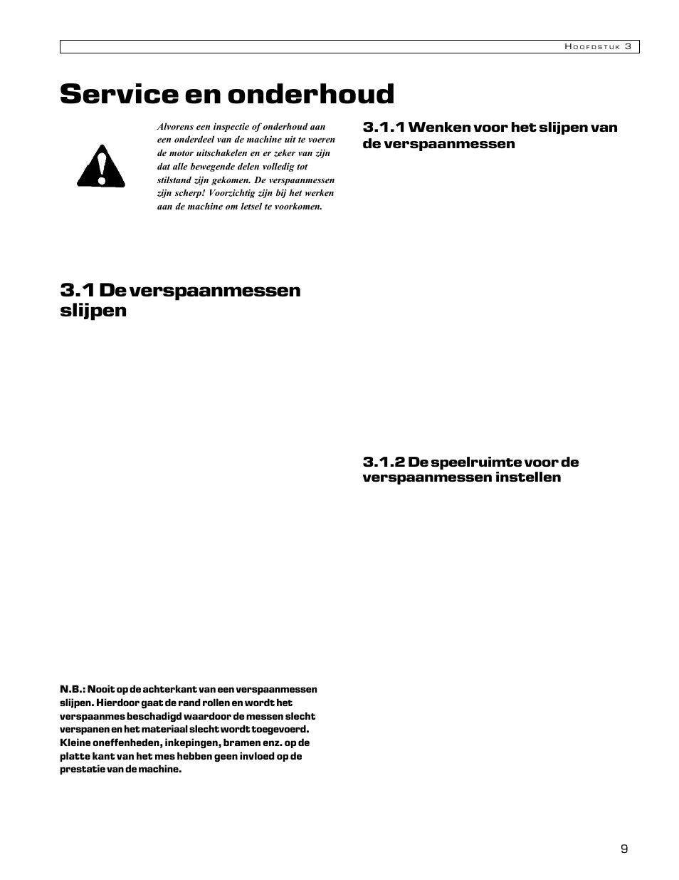 Service en onderhoud, 1 de verspaanmessen slijpen | Echo Bear Cat 70580S User Manual | Page 60 / 103