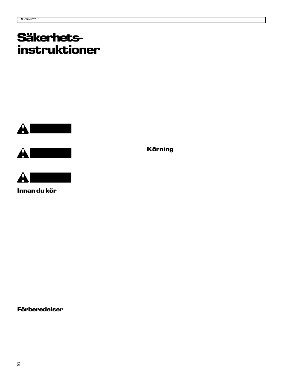 Säkerhets- instruktioner, Se upp, Livsfara varning | Echo Bear Cat 70580S User Manual | Page 85 / 103