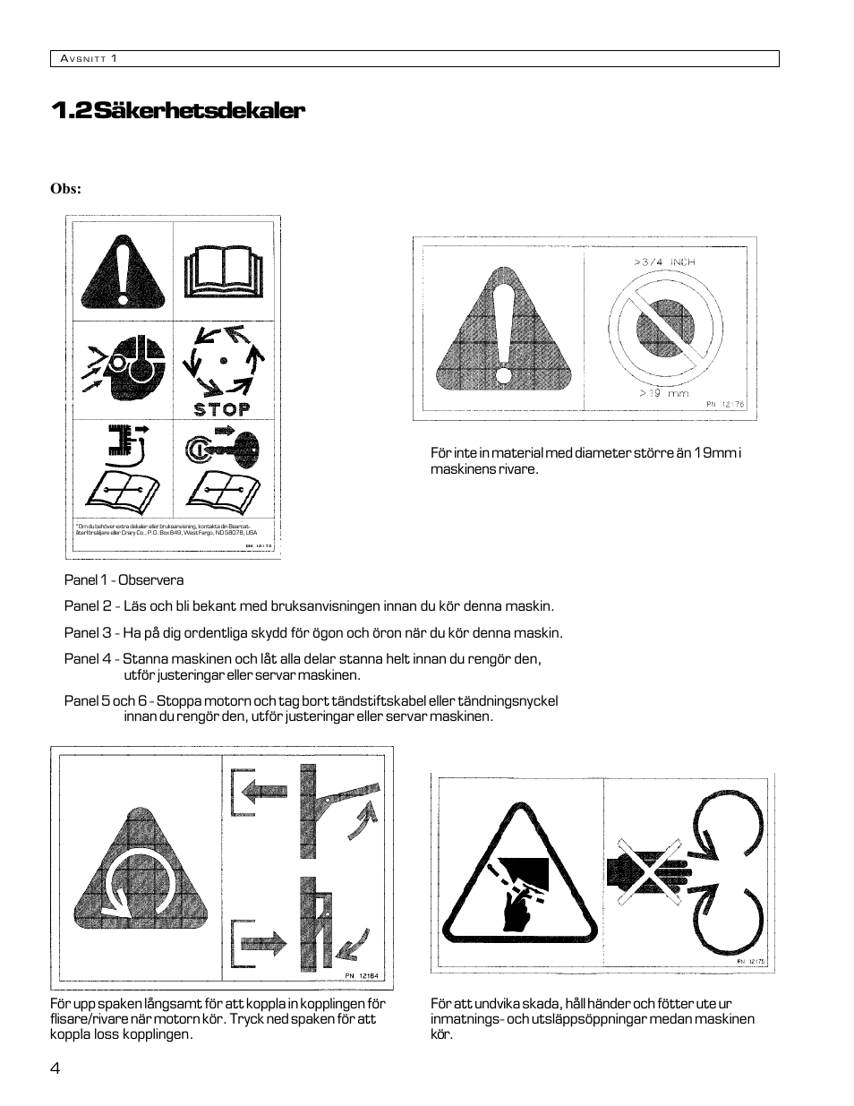 2 säkerhetsdekaler | Echo Bear Cat 70580S User Manual | Page 87 / 103