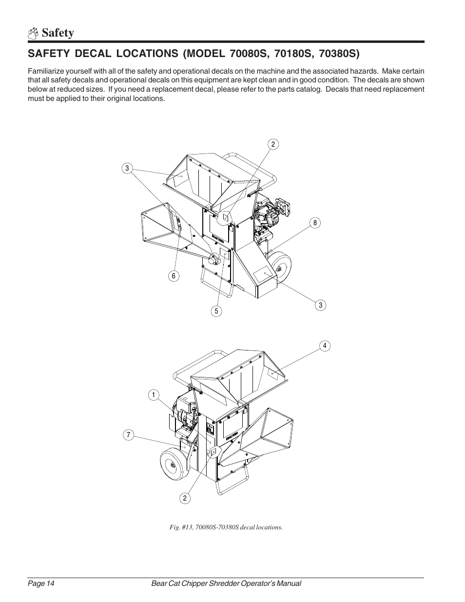 Safety | Echo Bear Cat 70385 User Manual | Page 20 / 52