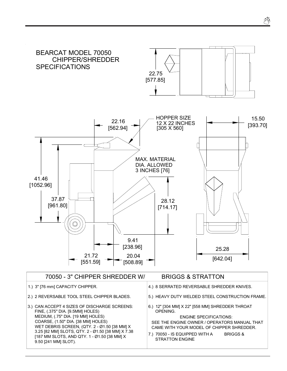 Specifications | Echo Bear Cat 70385 User Manual | Page 47 / 52