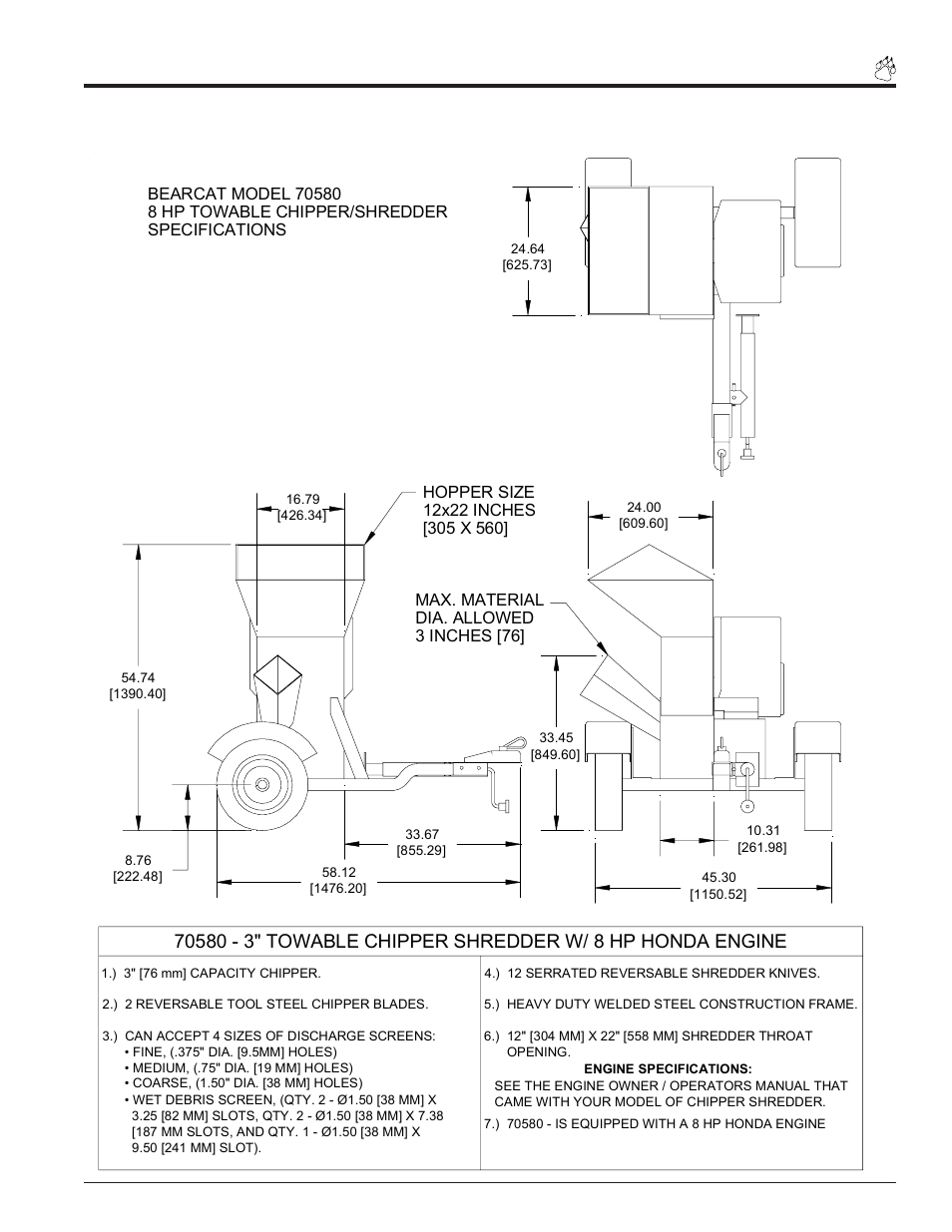 Specifications | Echo Bear Cat 70385 User Manual | Page 49 / 52