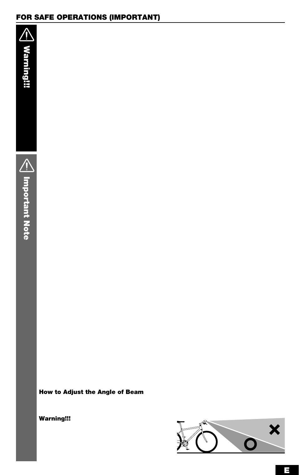 For safe operations (important) | CatEye HL-MH310 User Manual | Page 2 / 4