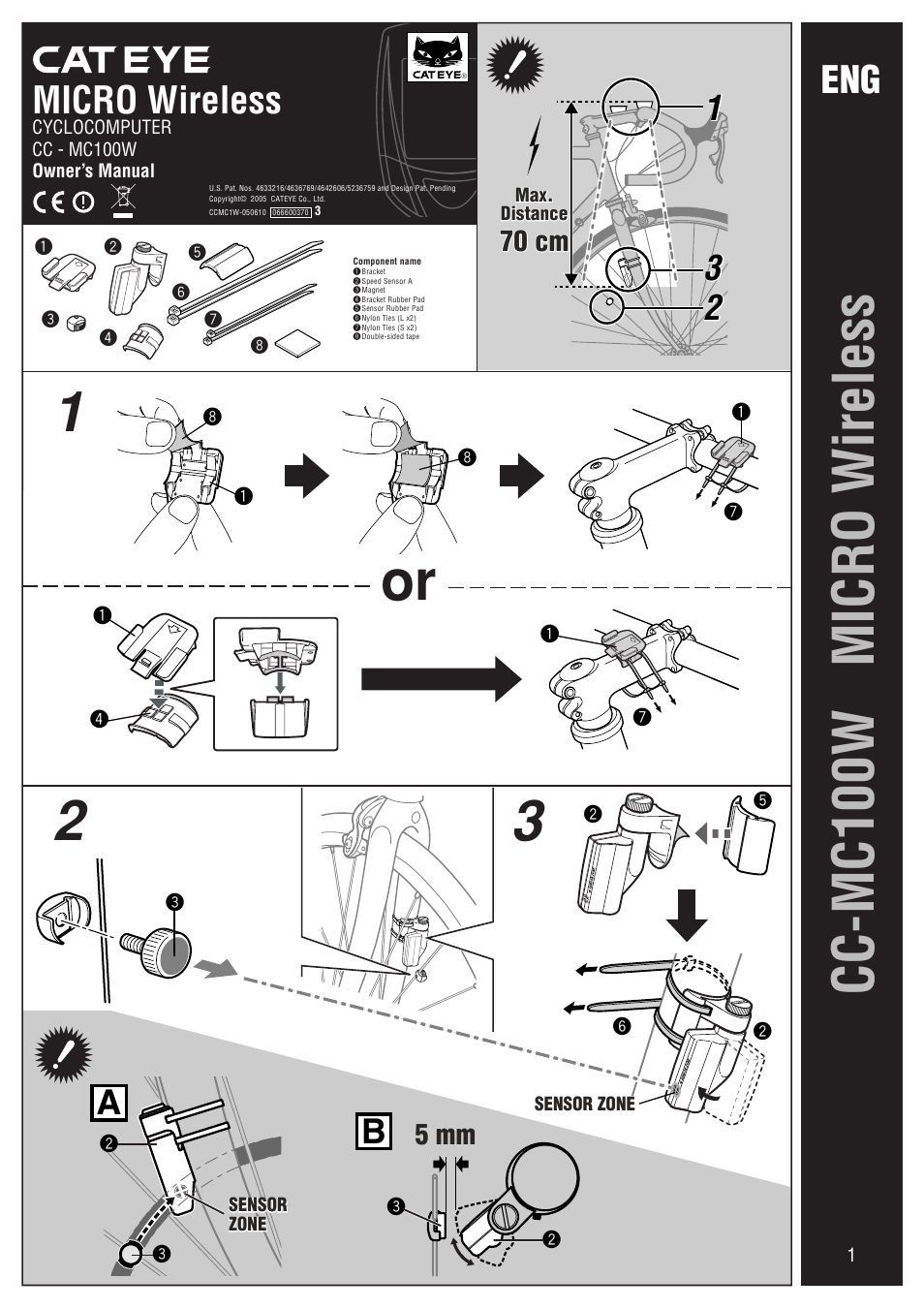 CatEye CC-MC100W [Micro Wireless] User Manual | 3 pages