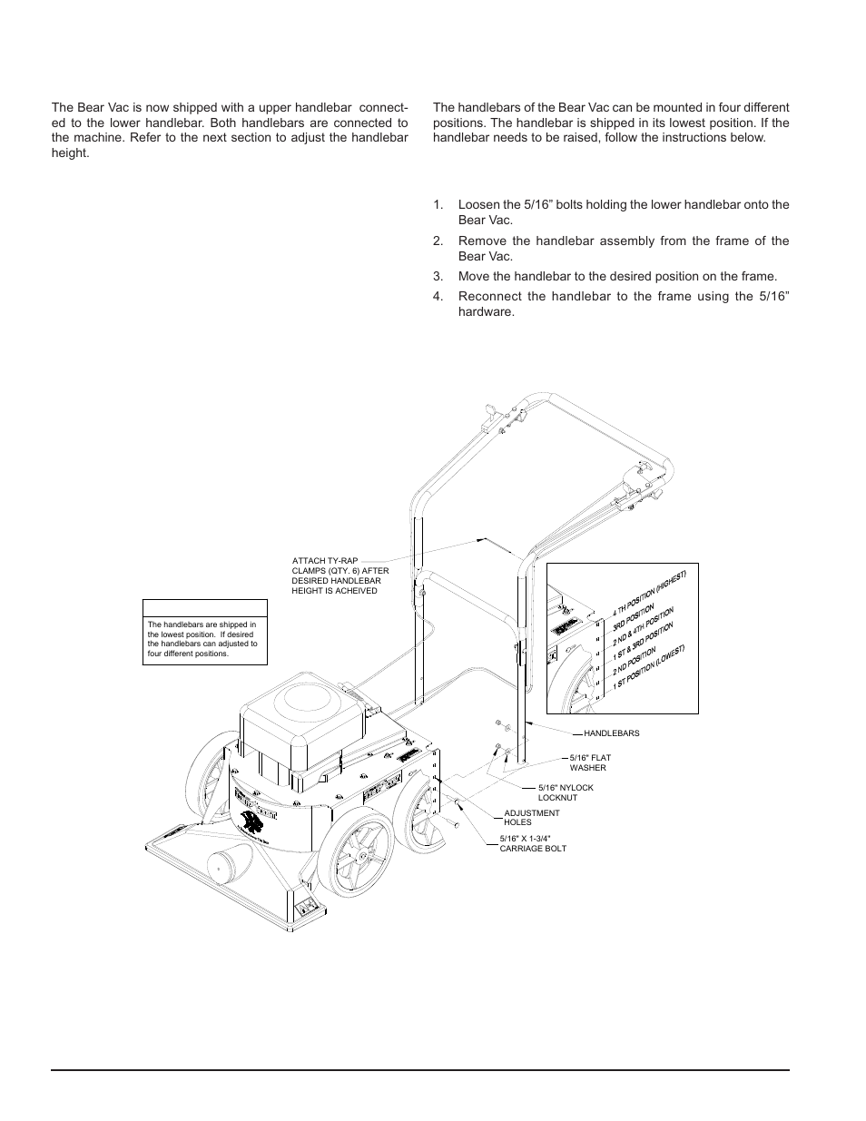 Adjusting the handlebar height, New handlebar configuration | Echo Bear Cat 75360 2002 User Manual | Page 6 / 28