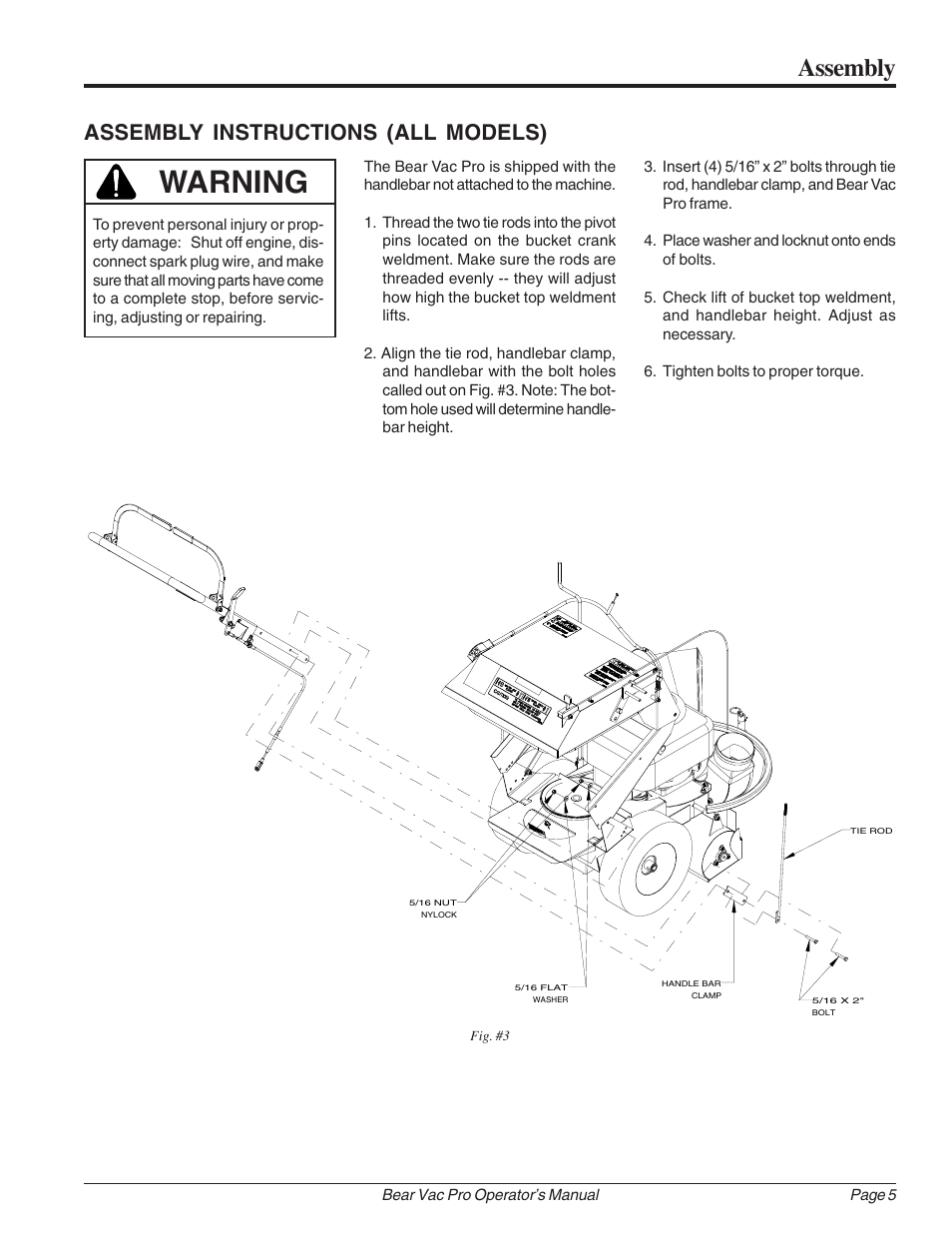Warning, Assembly, Assembly instructions (all models) | Echo Bear Cat 75111 User Manual | Page 11 / 27