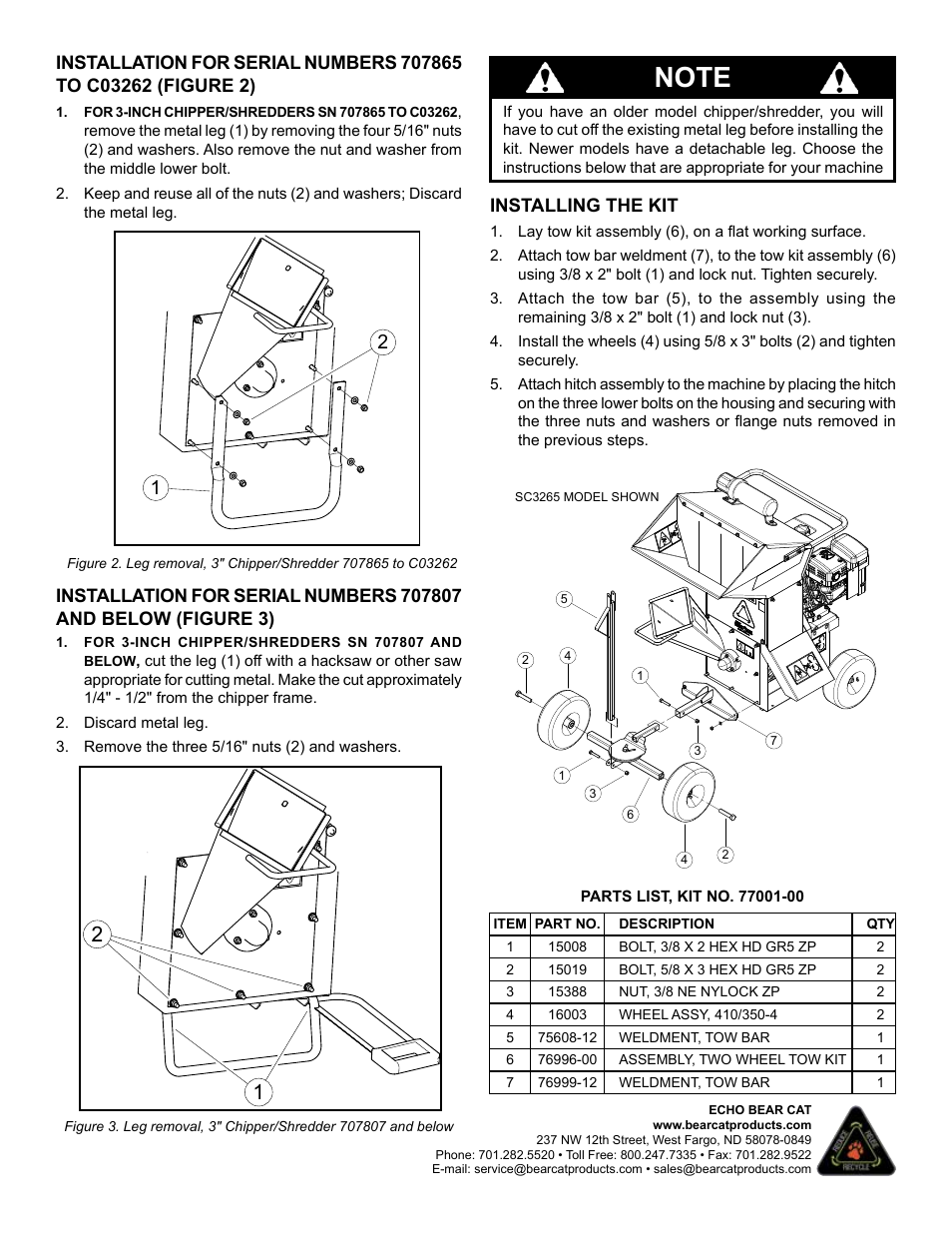 Echo Bear Cat 77000-00 User Manual | Page 2 / 2