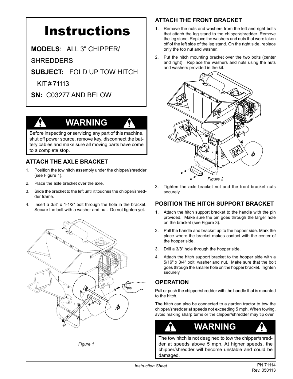 Echo Bear Cat 71113 User Manual | 2 pages