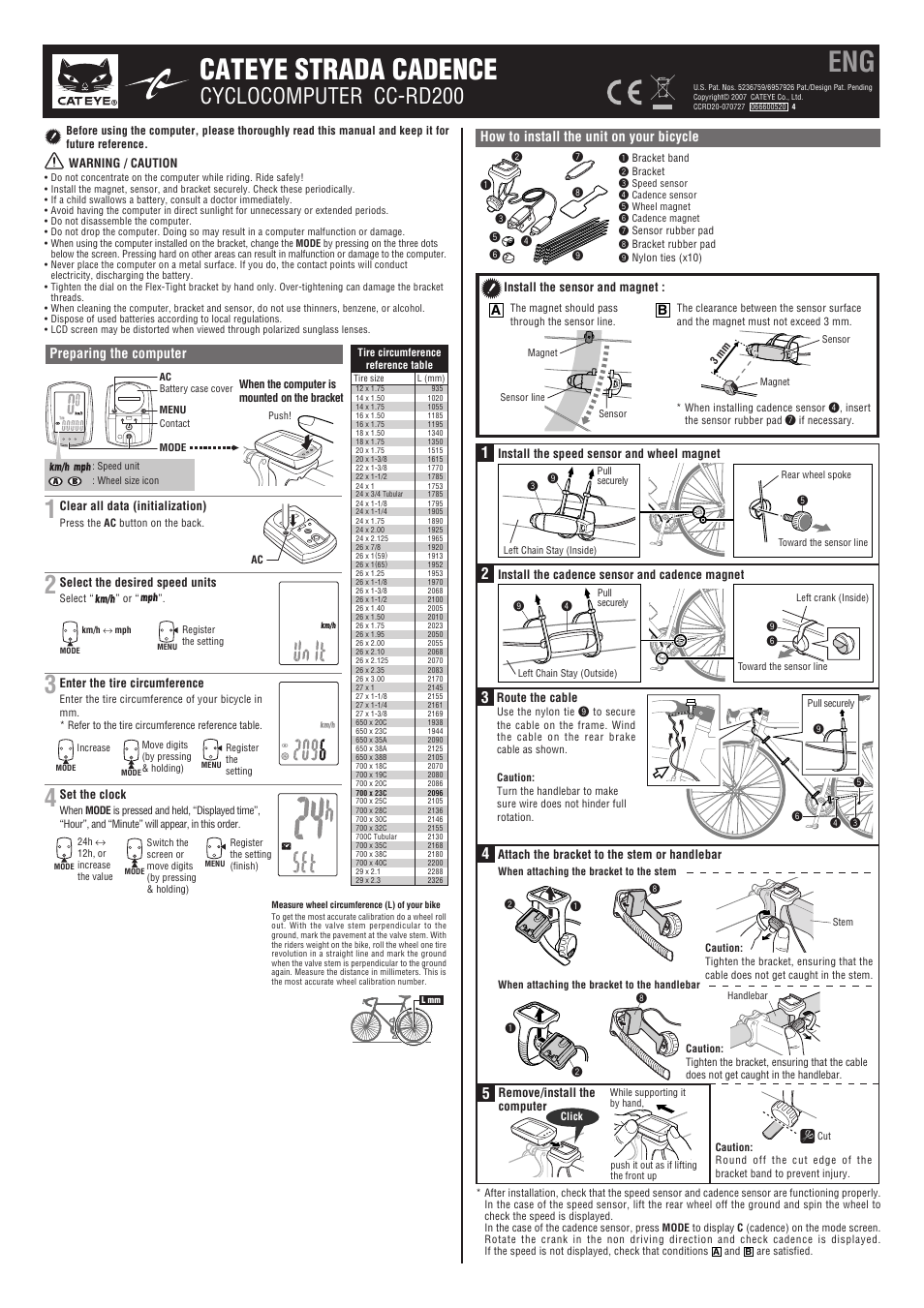 CatEye CC-RD200 User Manual | 2 pages