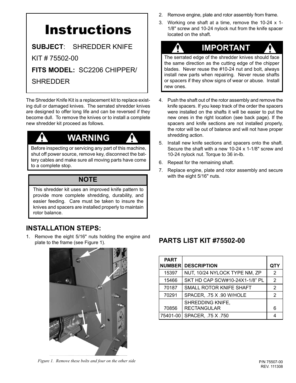 Echo Bear Cat 75502-00 User Manual | 2 pages