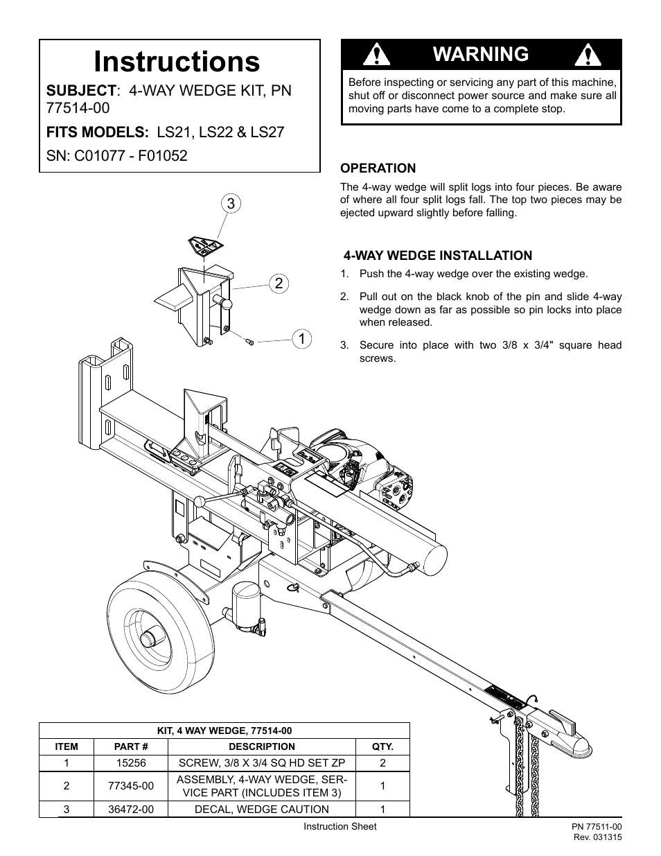 Echo Bear Cat 77514-00 User Manual | 2 pages