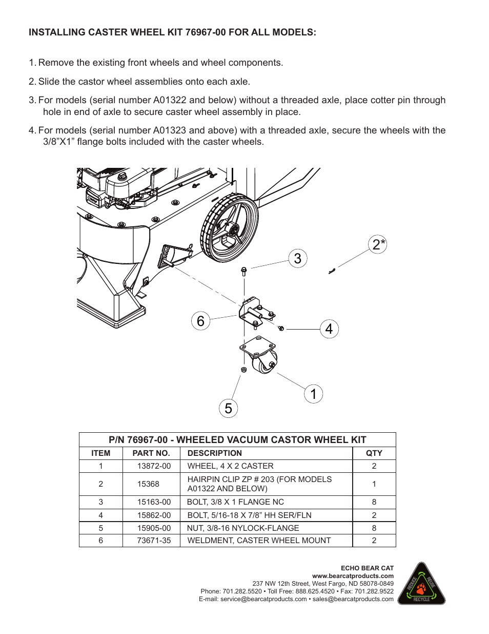 Echo Bear Cat 73607-00 User Manual | Page 2 / 2