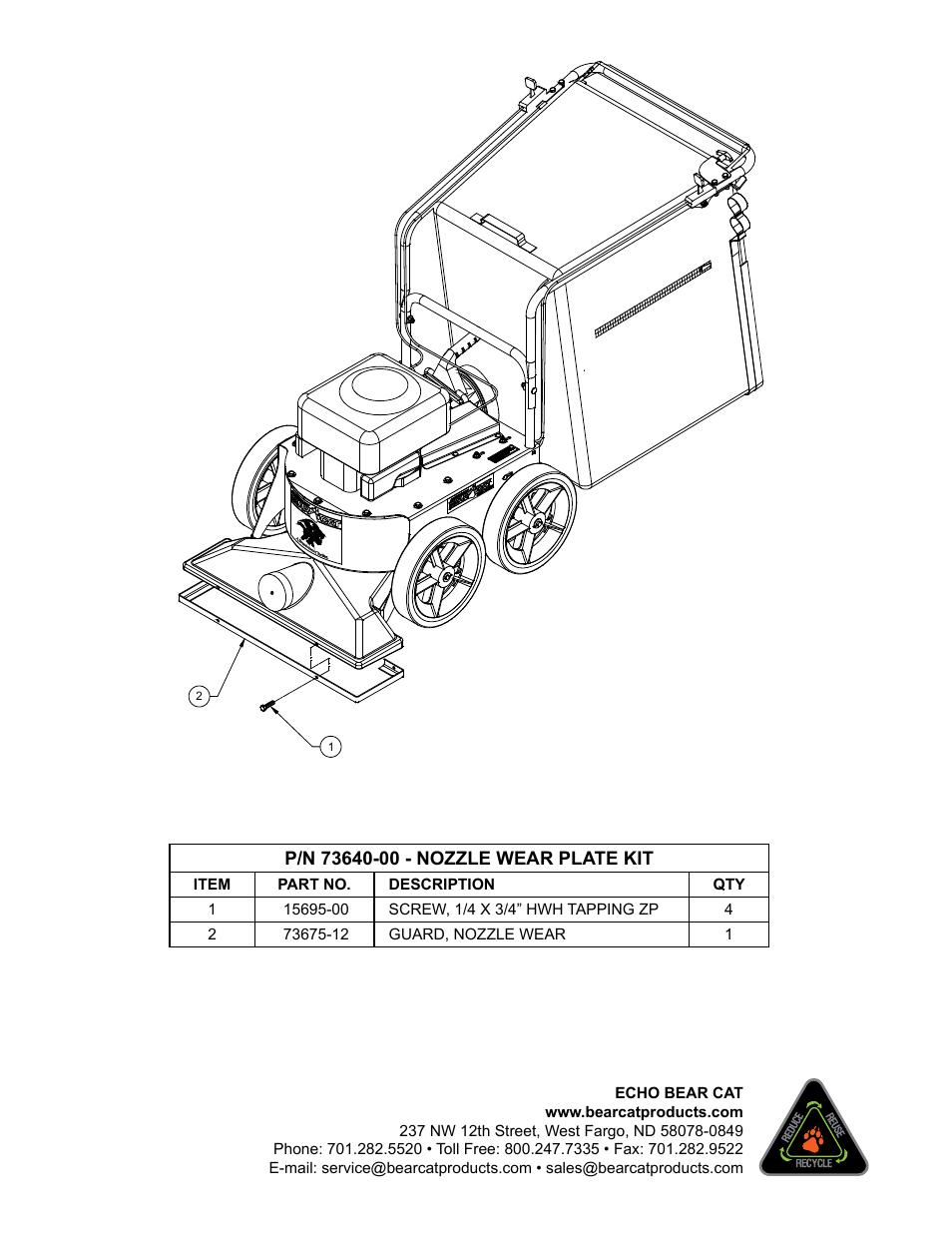 Echo Bear Cat 73640-00 User Manual | Page 2 / 2