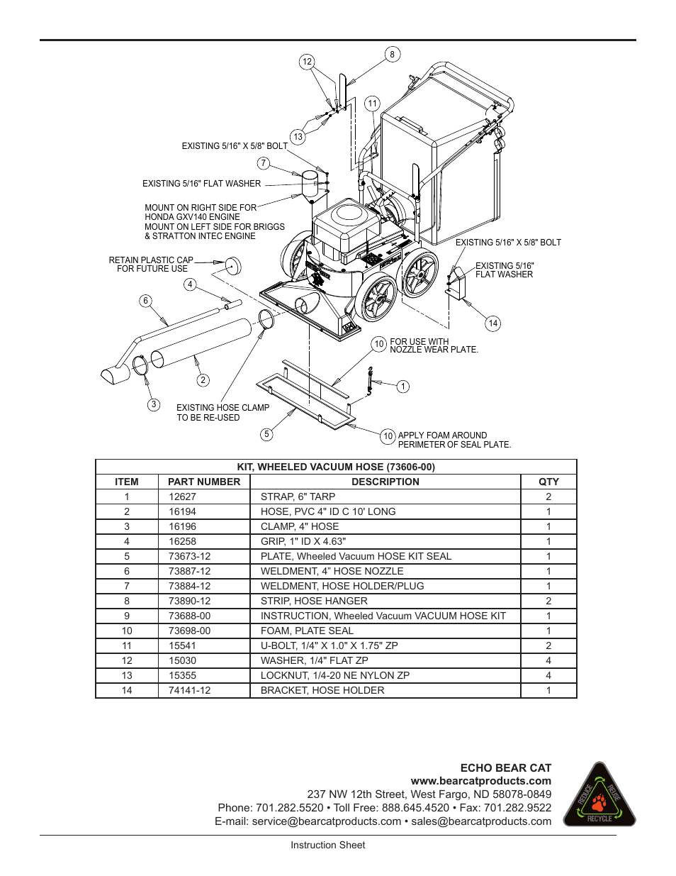 Echo Bear Cat 73606-00 User Manual | Page 2 / 2